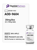 Peptide Partners AOD-9604 vial packaging with label on a white background