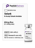 Peptide Partners vial packaging for Selank N-Acetyl Selank Amidate with label details.