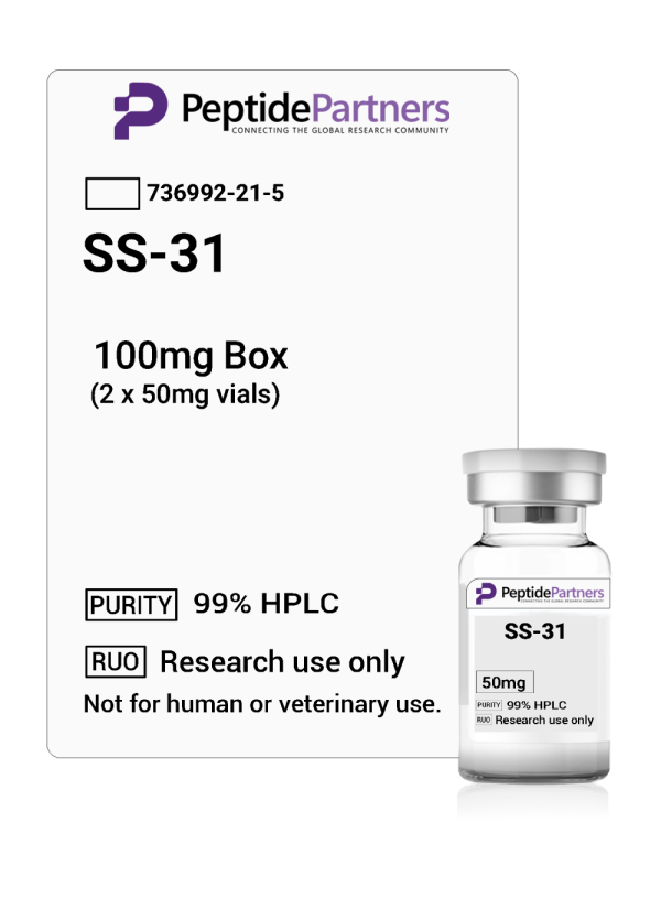 Peptide Partners GHK-Cu Copper Peptide packaging with vial and label on a white background